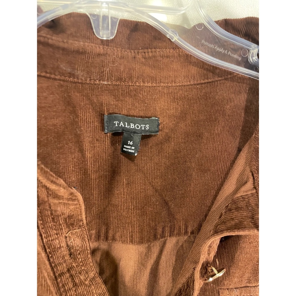 Talbots Womens Brown Corduroy Long Sleeve Button Front Shirt Dress Size 16 - Picture 6 of 8
